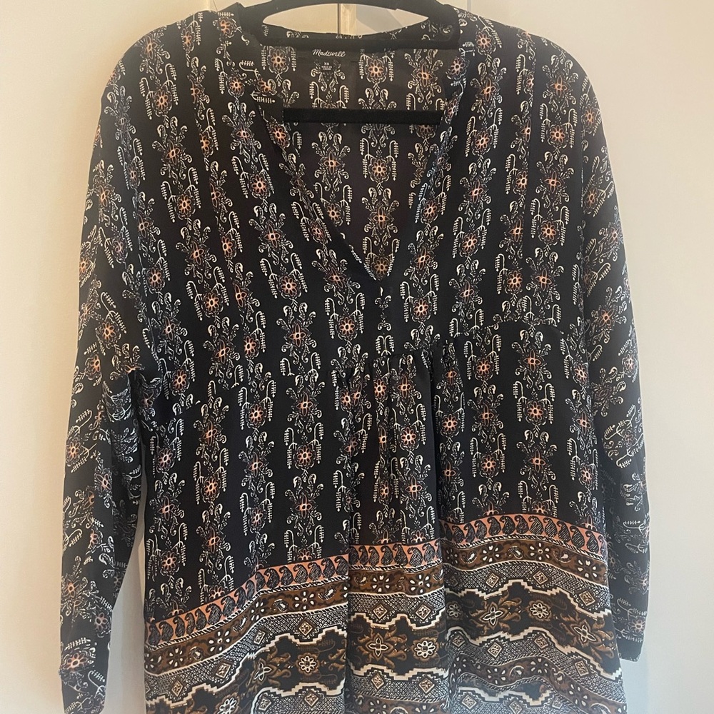 Madewell blouse, boho and paisley print.  EUC.  Silk.